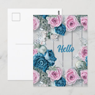 Majestic Witte Baksteen Shabby Nautica Bord Roze Briefkaart