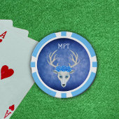 Majestic witte herten hoofd gewei Rozen blauw Poker Chips