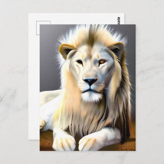 Majestic Witte Leeuw met Verschillende Gekleurde O Briefkaart (Voorkant / Achterkant)