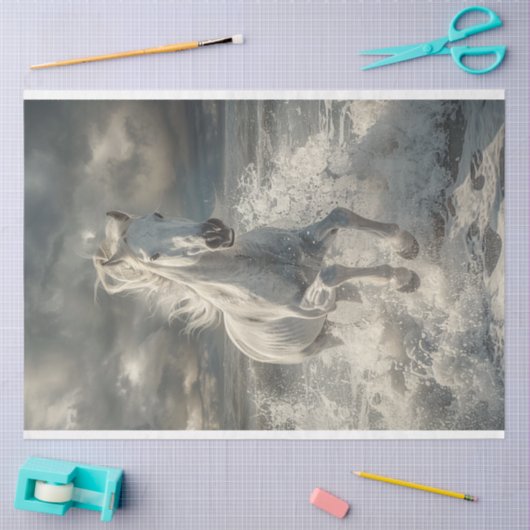 Majestic Witte Paard Decoupage Tissuepapier (Craft)