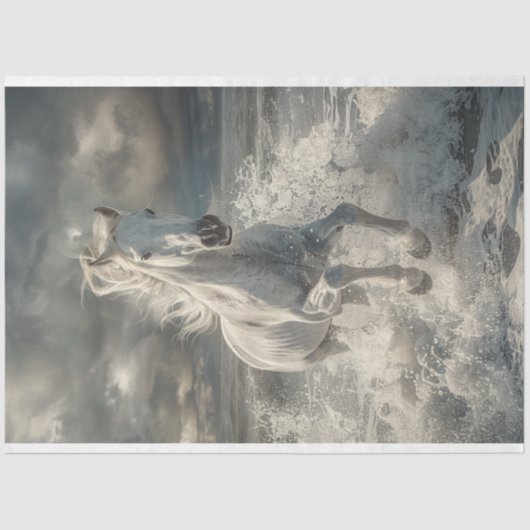 Majestic Witte Paard Decoupage Tissuepapier (Voorkant)