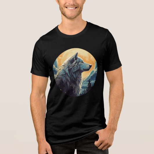 Majestic Wolf at Sunset – Wilderness Art Tri-Blend Shirt (Voorkant)