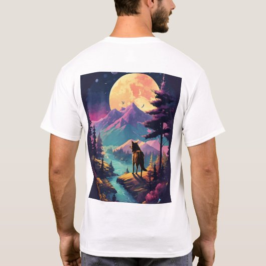 Majestic Wolf bij zonsopgang - berglandschap T-shirt (Achterkant)