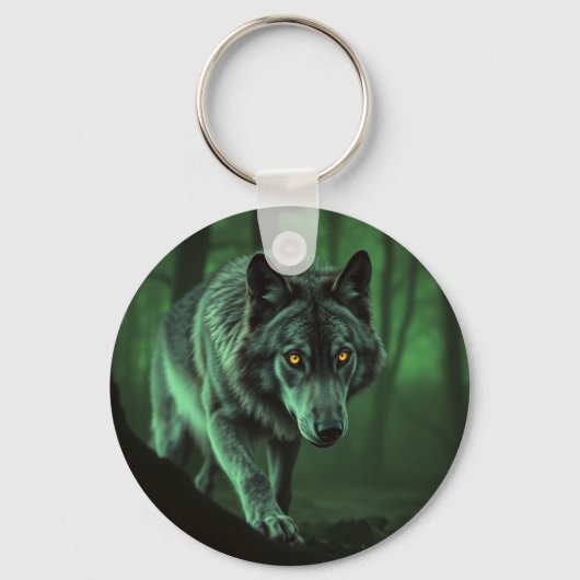 Majestic Wolf: De Alfa van het Bos Sleutelhanger (Voorkant)