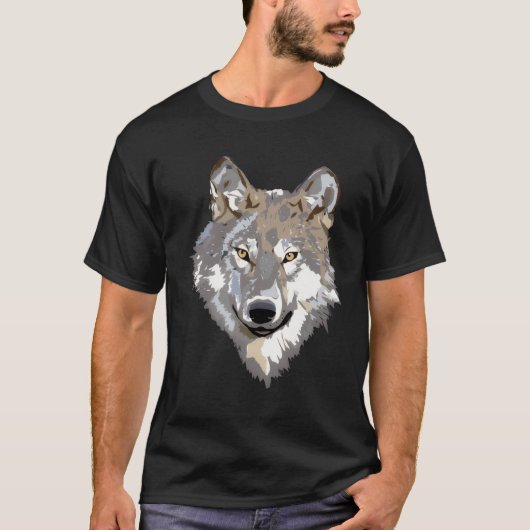 Majestic Wolf Head – Bold Wildlife Animal Art Desi T-shirt (Voorkant)