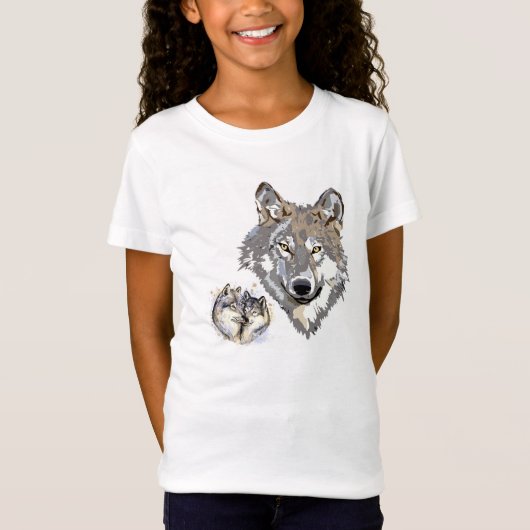 Majestic Wolf Heads Vector Illustratie T-shirt (Voorkant)