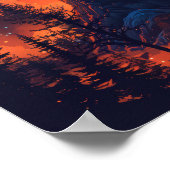 Majestic Wolf Howling bij het Moon Poster (Hoek)