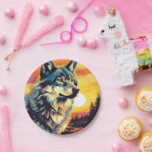 Majestic Wolf Impressionist Journey Papieren Bordje (Feest)