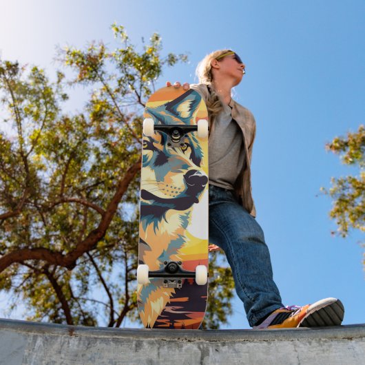 Majestic Wolf Impressionist Journey Persoonlijk Skateboard (Buiten 1)