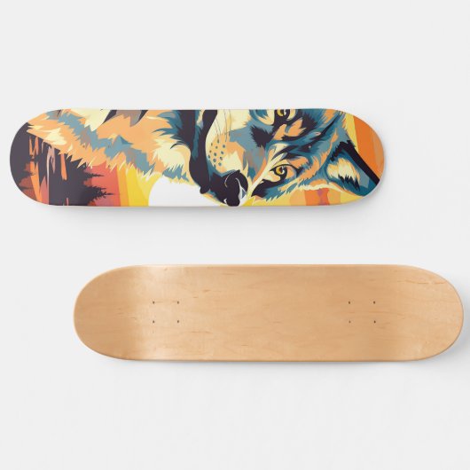 Majestic Wolf Impressionist Journey Persoonlijk Skateboard (Horizontaal)