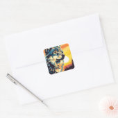 Majestic Wolf Impressionist Journey Vierkante Sticker (Envelop)