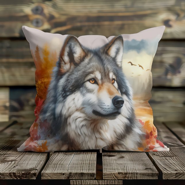 Majestic Wolf Natuur's Beauty Ontketend Kussen (Creator heeft geüpload)