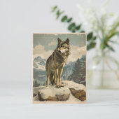 Majestic Wolf op Snowy Rock Briefkaart (Staand voorkant)