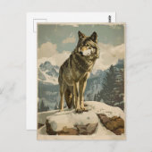 Majestic Wolf op Snowy Rock Briefkaart (Voorkant / Achterkant)