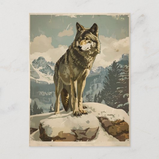 Majestic Wolf op Snowy Rock Briefkaart (Voorkant)