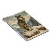 Majestic Wolf op Snowy Rock Notitieboek (Rechterzijde)