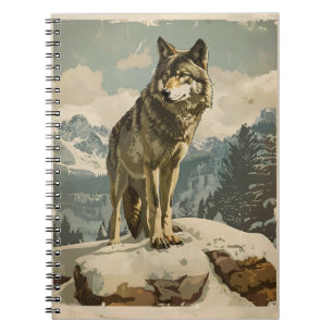 Majestic Wolf op Snowy Rock Notitieboek