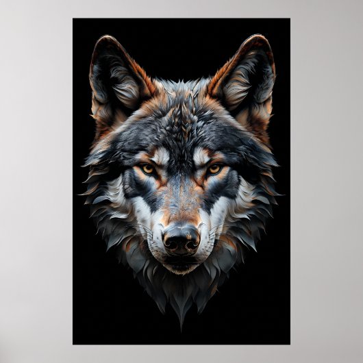 Majestic Wolf Portrait – Hyperrealistische Dierenk Poster (Voorkant)