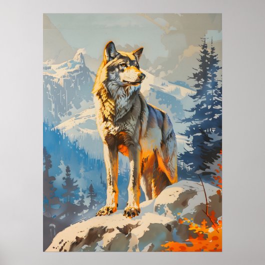 Majestic Wolf Poster (Voorkant)