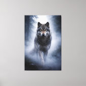 Majestic Wolf – Silent Presence in the Fog Canvas Afdruk (Voorkant)
