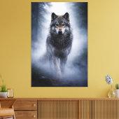 Majestic Wolf – Silent Presence in the Fog Canvas Afdruk (Insitu (Woonkamer))