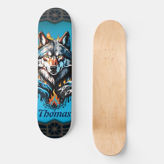 Majestic wolfskop persoonlijk skateboard (Voorkant)