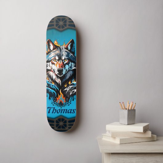 Majestic wolfskop persoonlijk skateboard (Muurkunst)