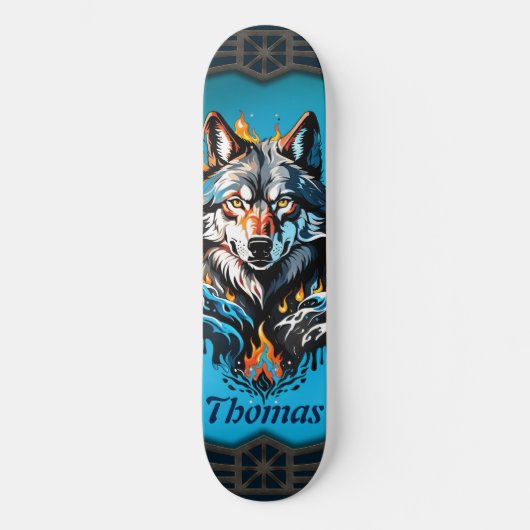 Majestic wolfskop persoonlijk skateboard (Voorkant)