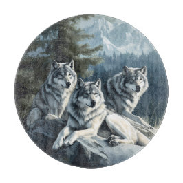 Majestic Wolves Glass Cutting Board Snijplank