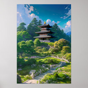 Majestic Wooden Temple Poster