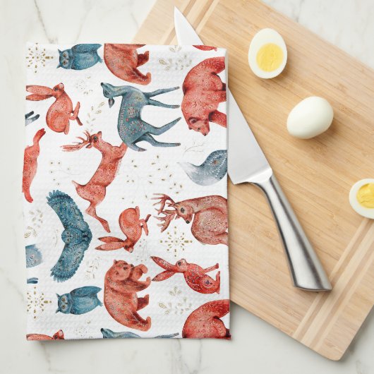 Majestic woodland animals pattern theedoek (Quarter Fold)