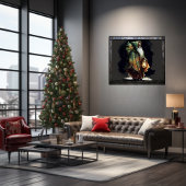 Majestic Woodland Black Santa in een groene mantel Poster