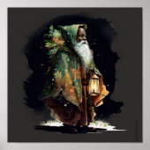 Majestic Woodland Black Santa in een groene mantel Poster (Voorkant)