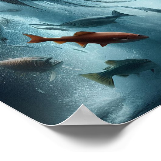 Majestic Zalm tijdens Moonlit Dans 12x16 Poster (Hoek)