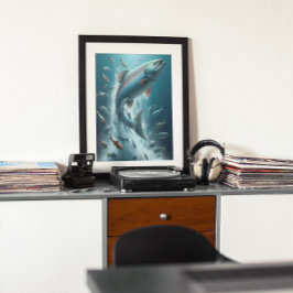 Majestic Zalm tijdens Moonlit Dans 12x16 Poster