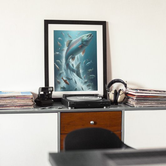 Majestic Zalm tijdens Moonlit Dans 12x16 Poster