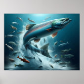 Majestic Zalm tijdens Moonlit Dans 24x18 Poster (Voorkant)