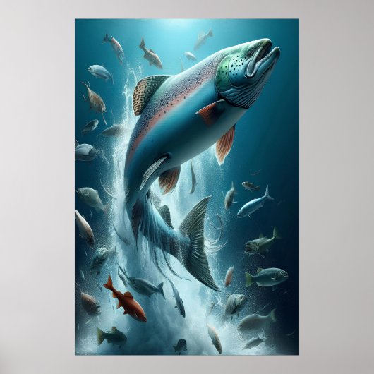 Majestic Zalm tijdens Moonlit Dans 24x36 Poster (Voorkant)