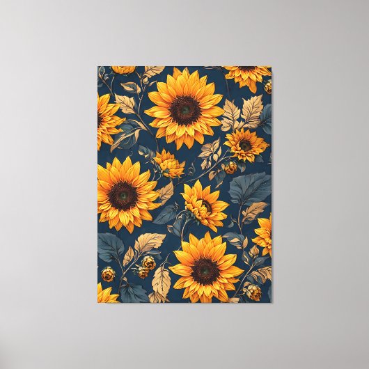 Majestic Zonnebloem Patroon Design Art Canvas Afdruk (Voorkant)