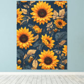 Majestic Zonnebloem Patroon Design Art Canvas Afdruk (Insitu (Houten vloer))