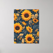 Majestic Zonnebloem Patroon Design Art Canvas Afdruk (Voorkant)