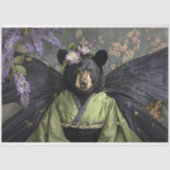 Majestic Zwart Bloemen Beer Decoupage Tissuepapier (Voorkant)