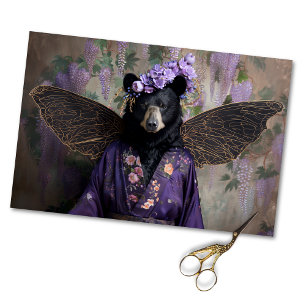 Majestic Zwart  Bloemen Beer Decoupage Tissuepapier