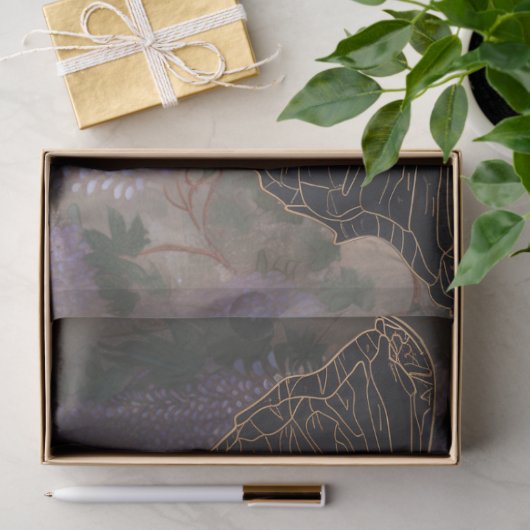 Majestic Zwart  Bloemen Beer Decoupage Tissuepapier (Geschenk)