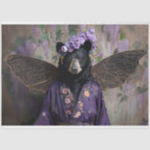 Majestic Zwart  Bloemen Beer Decoupage Tissuepapier (Voorkant)