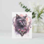 Majestic Zwart Kitty Kat Witch | Halloween Briefkaart (Staand voorkant)