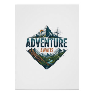 Majestieke Berg- en Rivieravontuur Kunstprint Perfect Poster