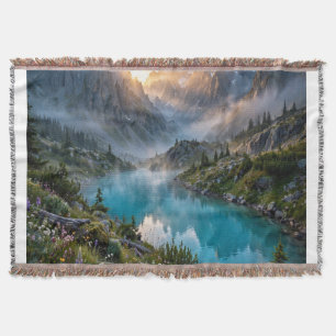 Majestieke bergmeer zonsopgang werpdeken deken