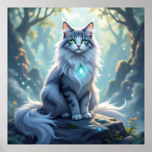 **Majestieke fantasiekat met mystieke aura – hoge Poster