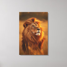 Majestieke Gouden Leeuw bij Zonsondergang – Canvas
